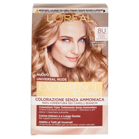 L'Oreal Paris Colorazione permanente senza ammoniaca, Riflesso Universale, Biondo Chiaro 8U